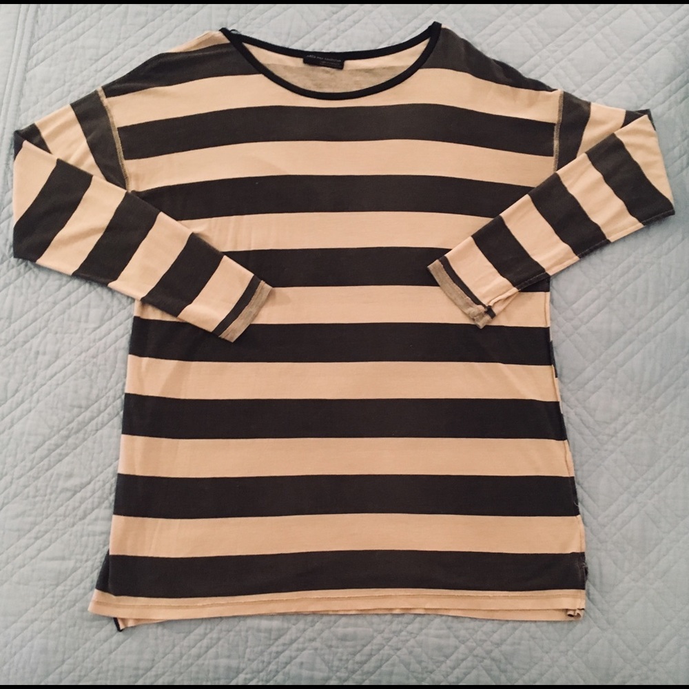 Zara W&B Collection Long Sleeve Striped Shirt